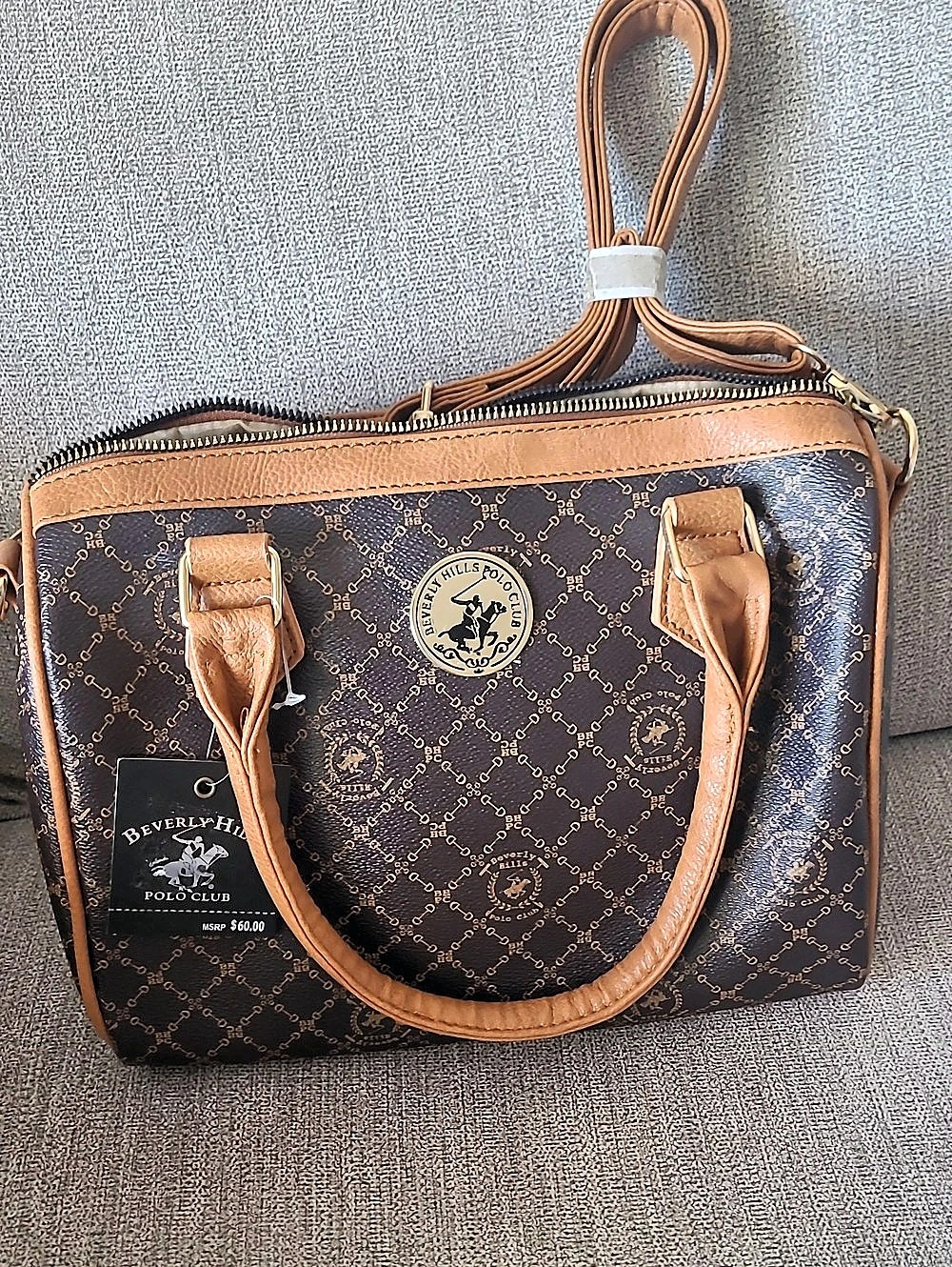 Beverly Hills Polo Club Monogram Shoulder Bag in Brown NWT